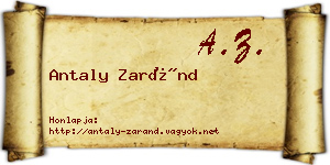 Antaly Zaránd névjegykártya